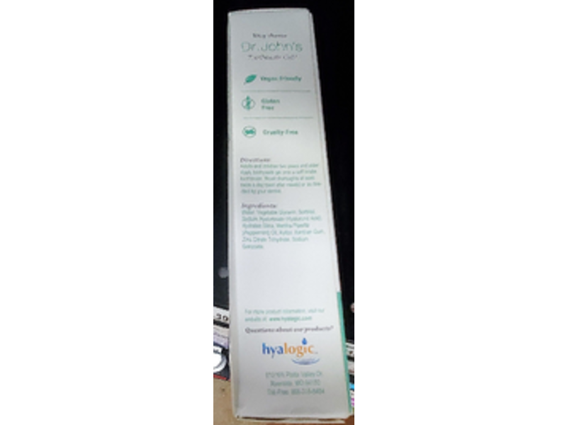 Dr. John's Toothpaste Gel, Hyaluronic Acid & Xylitol, 4.58 oz/130 g