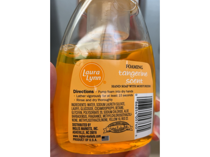 Laura Lynn Foaming Hand Soap, Tangerine Scent, 7.5 fl oz/22 mL