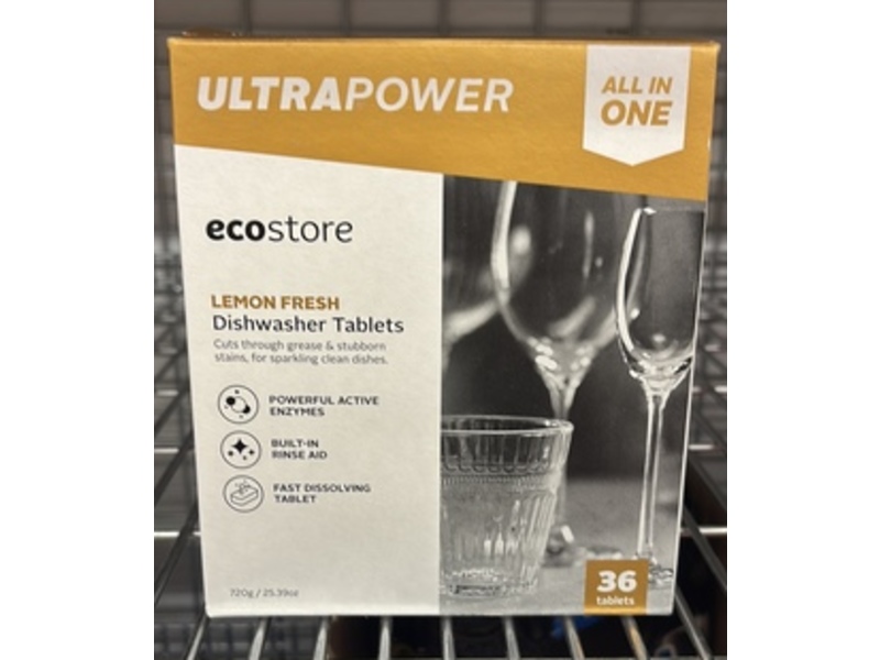 Ecostore Ultrapower All In One Dishwasher Tablets, Lemon Fresh, 25.30 oz/720 g, 36 Count
