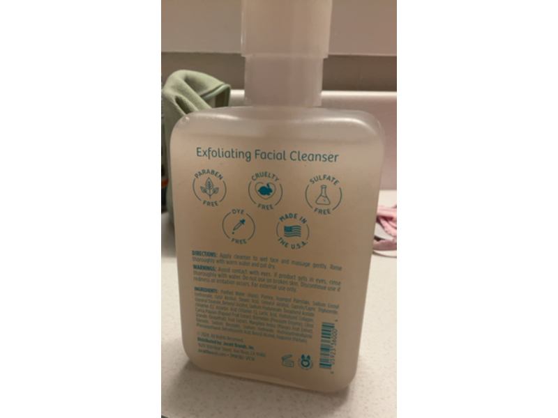 Essential Beauty Exfoliating Facial Cleanser, Lactic Acid + Hyaluronic Acid, 8 fl oz/236 mL