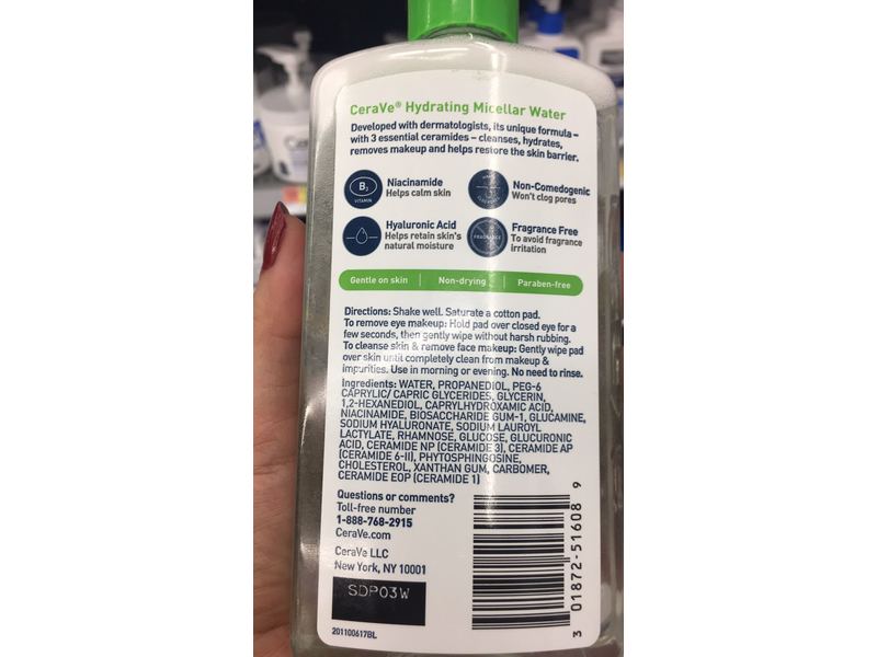 CeraVe Hydrating Micellar Water Ultra Gentle Cleanser, 10 fl oz