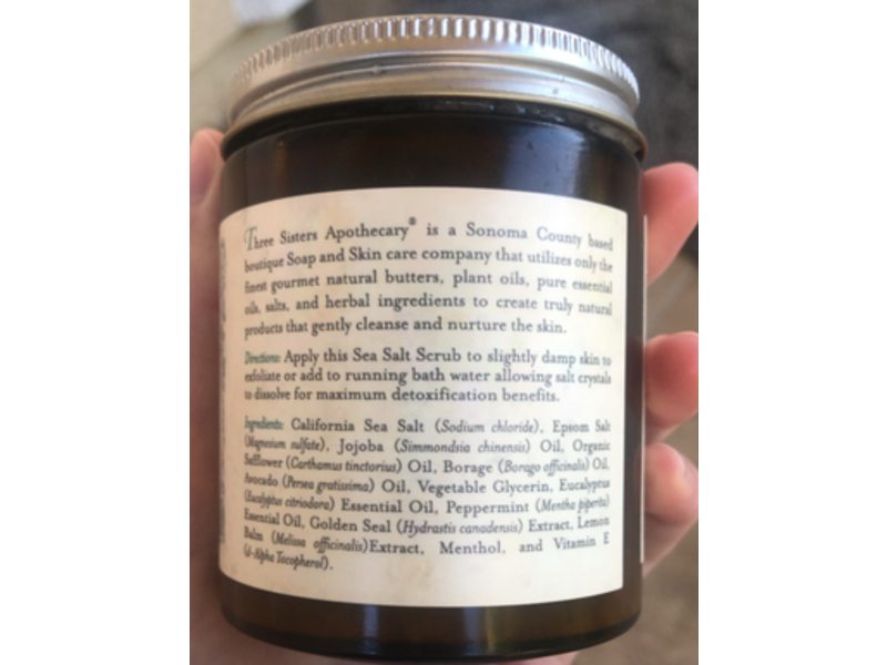 Three Sisters Apothecary Sea Salt Scrub, Eucalyptus & Mint, 6 oz/170 g