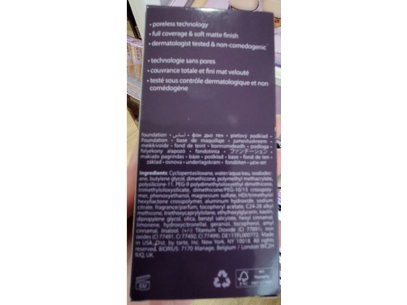 Tarte Amazonian Clay Full Coverage Foundation, 22S Light Sand, 1.7 fl oz/50 mL