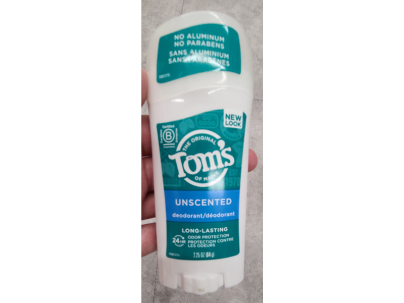 Tom's Of Maine Long-Lasting Deodorant, Unscented, 2.25 oz/64 g