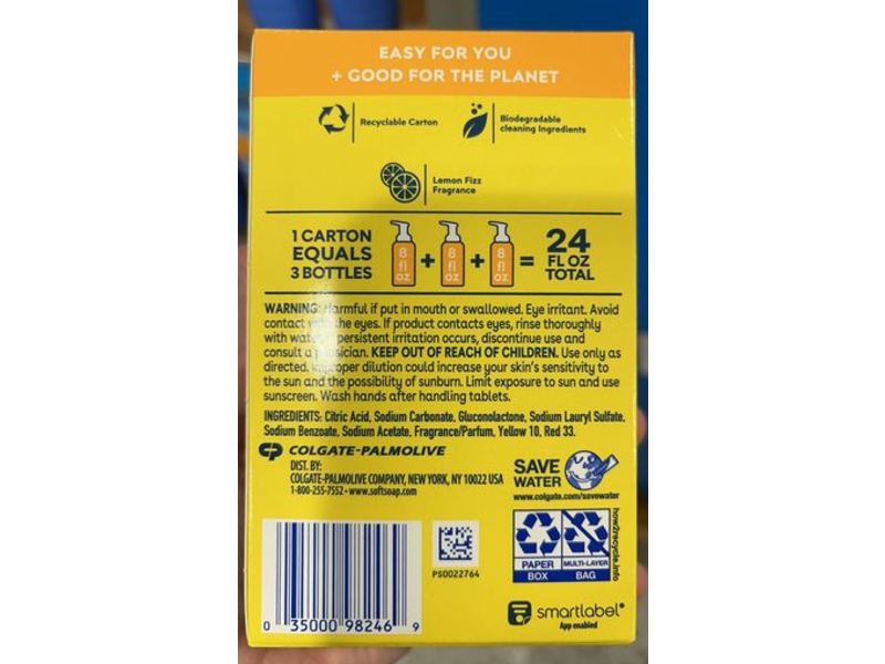 Softsoap Foaming Tablet Refills, Lemon Fizz, 24 fl oz, Pack Of 3