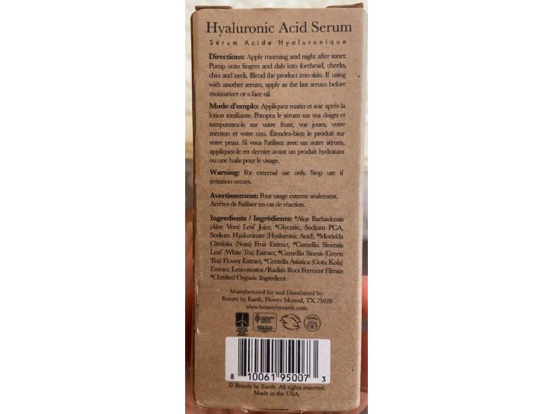 Beauty By Earth Hyaluronic Acid Serum, 1 fl oz/30 mL