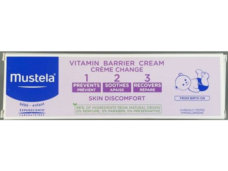 Mustela Vitamin Barrier Cream, 3.88 oz/100 mL