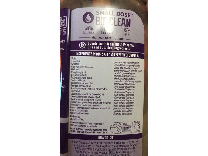 Seventh Generation Easy Dose Ultra Concentrated Laundry Detergent, Fresh Lavender, 23.1 oz/683 ml