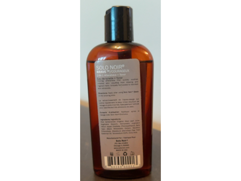 Solo Noir Brave All Natural Aftershave & Toner, 4 fl oz/120 mL
