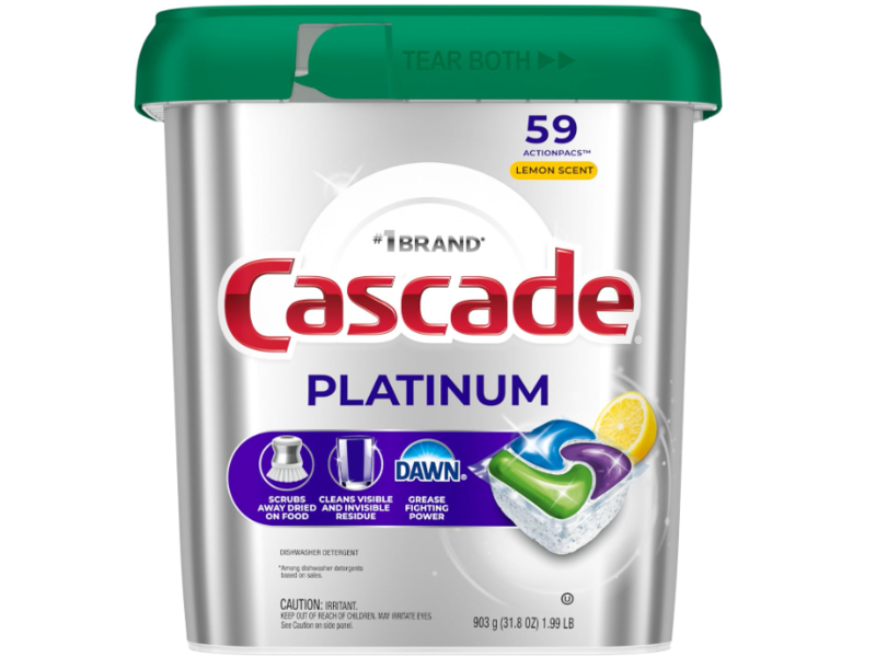 Cascade Platinum Dishwasher Pods, Lemon Scent, 31.4 oz/903 g, 59 Count