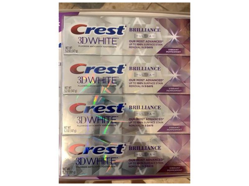 Crest 3D White Brilliance Extra Toothpaste, Vibrant Peppermint, 5.2 Oz, 4 Ct