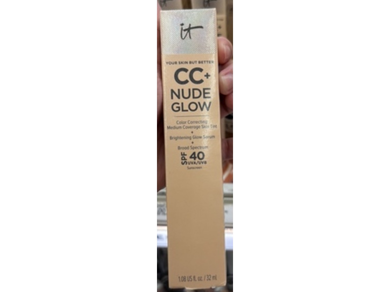 it Cosmetics CC+ Nude Glow Skin Tint, Deep Honey, SPF 40, 1.08 fl oz/32 mL