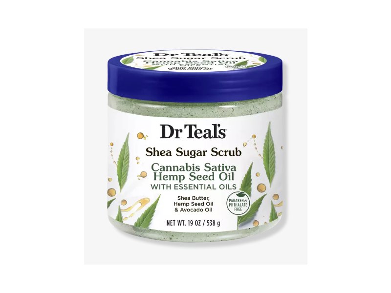 Dr Teal's Shea Sugar Scrub, Hemp Seed Oil, Essential Oils, Avocado Oil, 19 oz/538 g, Pack Of 3