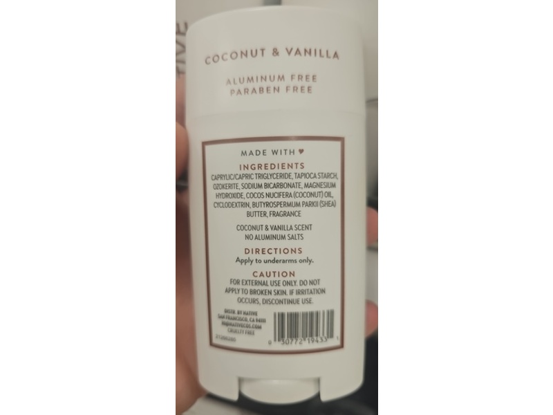 Native Deodorant, Coconut & Vanilla, 2.65 oz|75 g