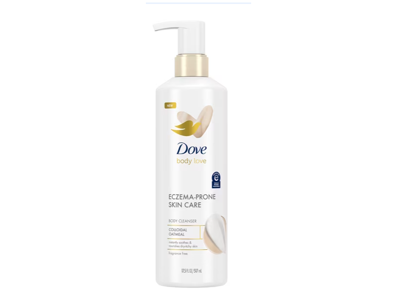 Dove Body Love Eczema Prone Skin Care Body Cleanser, Colloidal Oatmeal, 17.5 fl oz/517 mL, Pack Of 3