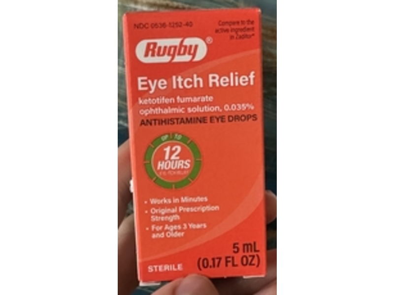 Rugby Eye Itch Relief Antihistamine Eye Drops, 0.17 fl oz/5 mL
