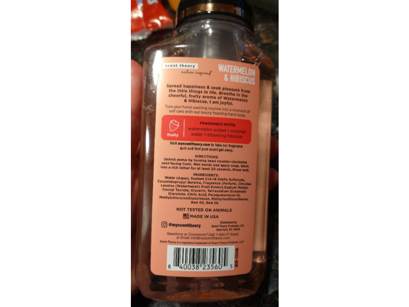 Scent Theory Foaming Hand Soap, Watermelon & Hibiscus, 11 fl oz/325 mL