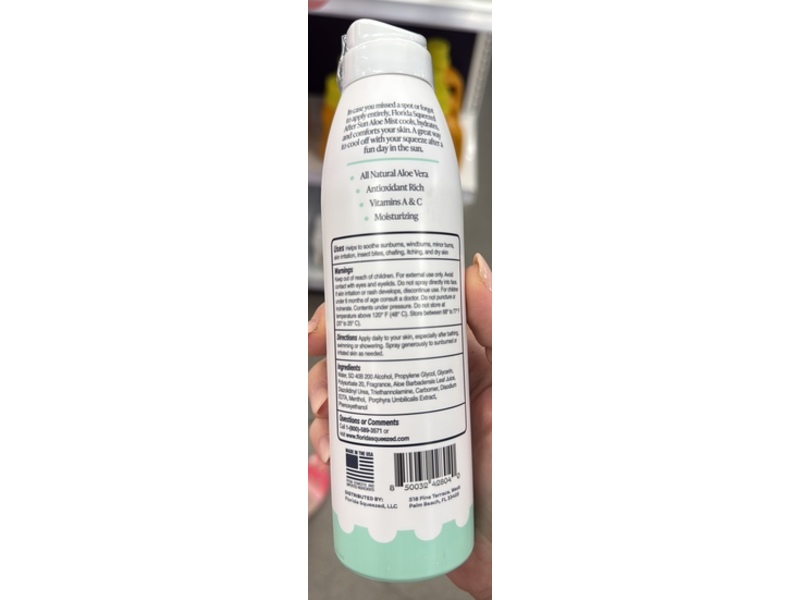 Florida Squeezed After Sun Moisturizing Aloe Mist, 6 oz/170 g
