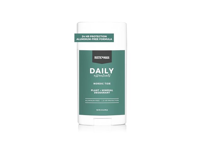 Rustic Maka Daily Essentials Plant + Mineral Deodorant Stick, Nordic Tide, 3.2 oz/90 g
