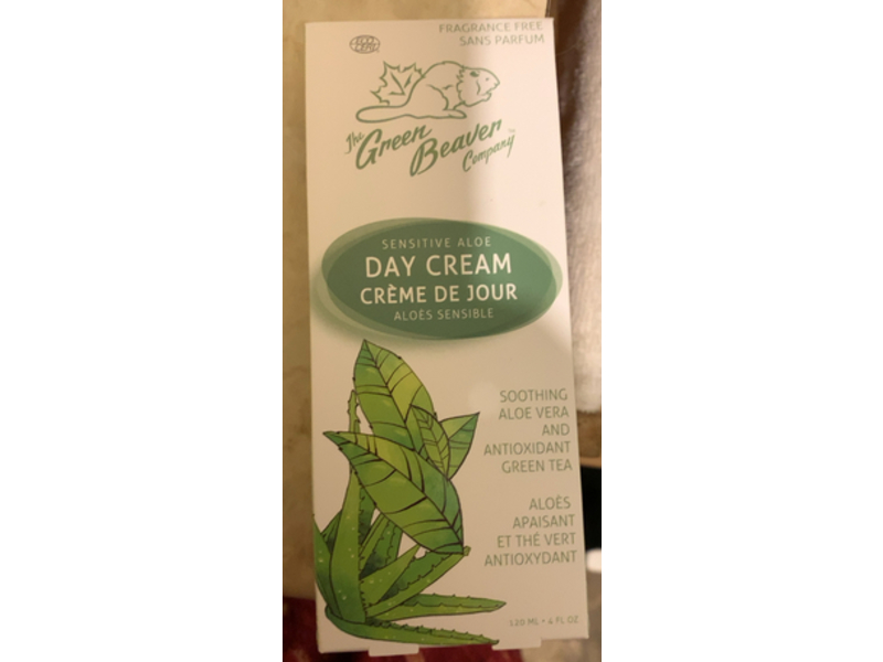 The Green Beaver Company Sensitive Aloe Day Cream, Soothing Aloe & Antioxidant Green Tea, 4 fl oz/120 mL