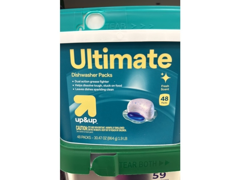 Up & Up Ultimate Dishwasher Detergent Packs, Fresh Scent, 48 Loads, 30.47 oz/864 g