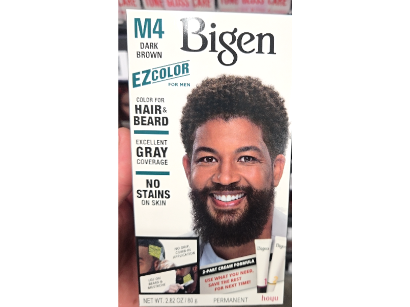 Bigen Ez Hair & Beard Permanent Color, M4 Dark Brown, 2.82 oz/80 g, 3 Pack