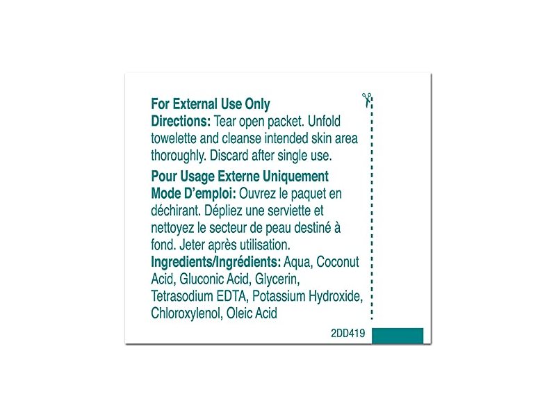 PDI Castile Soap Towelette 7.7 in. x 5in., 100 Count, 1 Pack