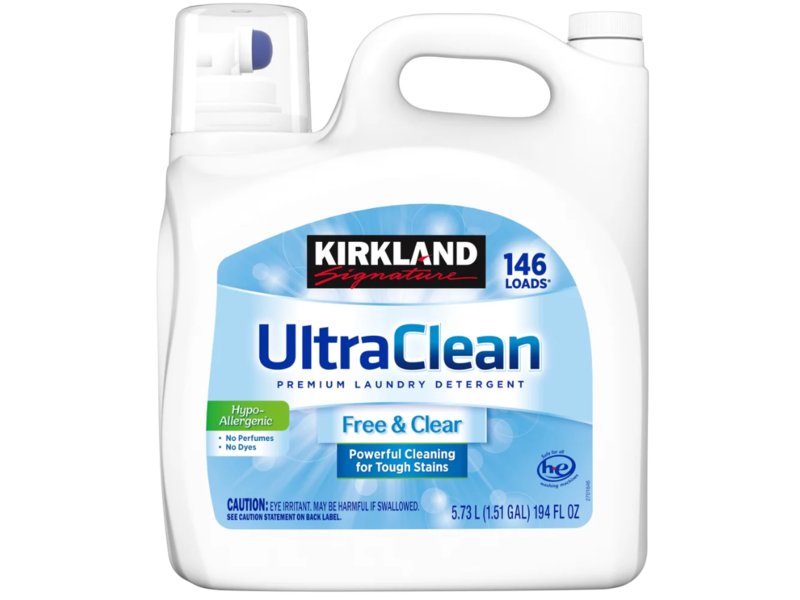 Kirkland Signature Ultraclean Premium Laundry Detergent, Free & Clear, 194 fl oz/5.73 L, 146 Loads