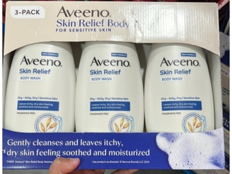 Aveeno Skin Relief Body Wash, 18 fl oz/532 mL, Pack Of 3