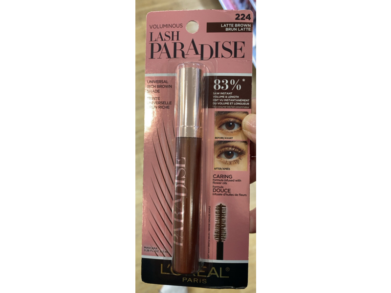 L'Oreal Paris Voluminous Lash Paradise Mascara, 224 Latte Brown, 0.28 fl oz/8.5 mL