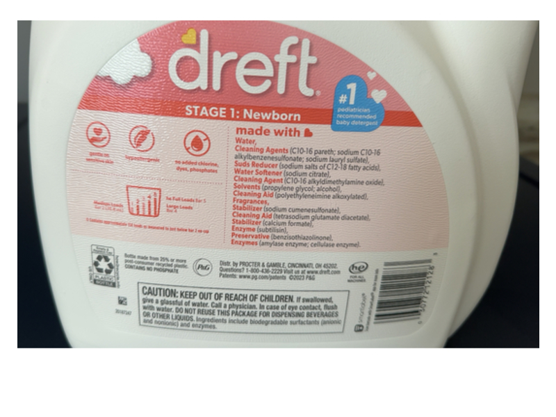 Dreft Baby Detergent, New Born, 114 Loads, 150 fl oz/4.43 L