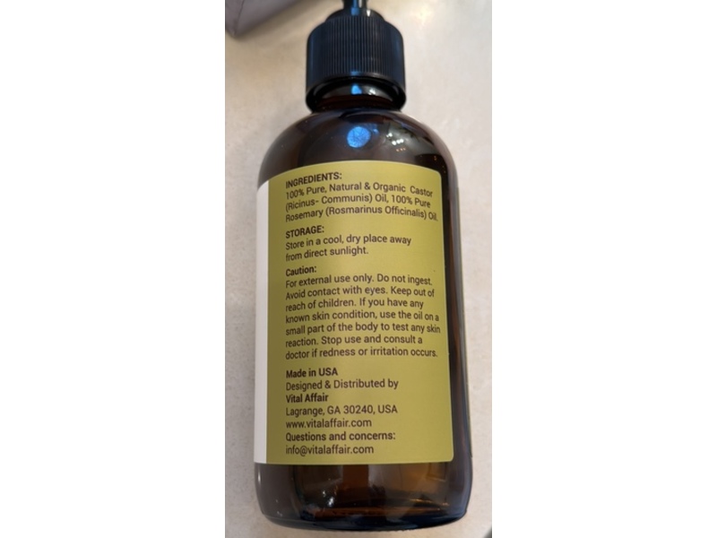 Vital Affair Organic Castor Oil, Rosemary Oil, 8 fl oz/240 mL