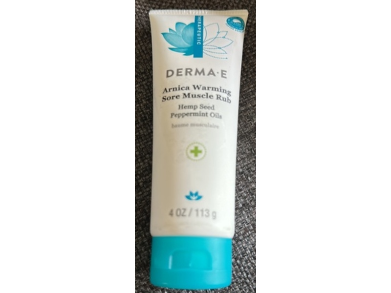 Derma-E Arnica Warming Sore Muscle Rub, Hemp Seed Peppermint Oils, 4 oz/113 g