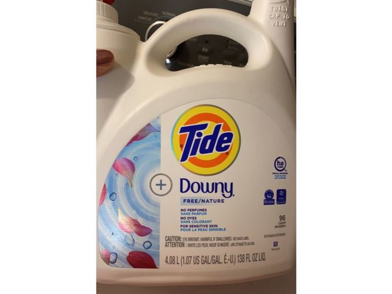 Tide + Downy Free Liquid Laundry Detergent, Sensitive Skin, 138 fl oz/4.08 L
