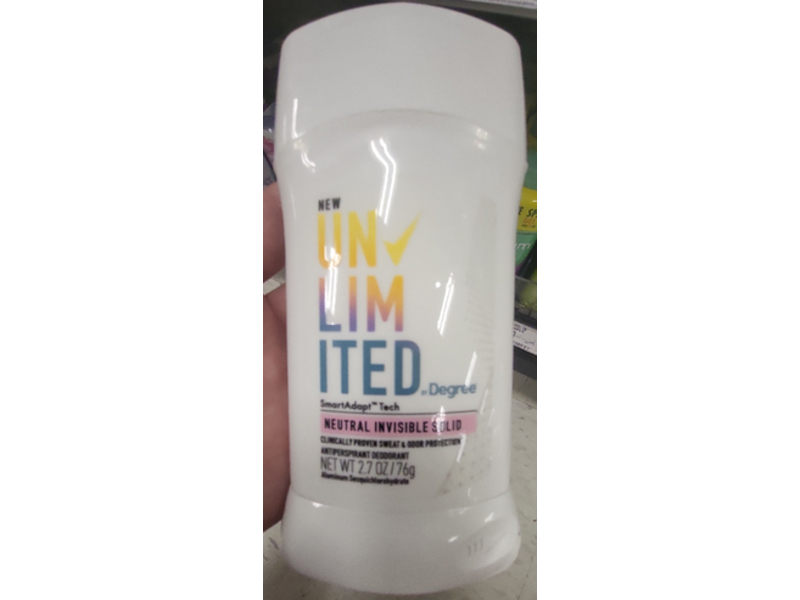 Degree Unlimited Neutral Invisible Solid Antiperspirant Deodorant, 2.7 fl oz/76 g, Pack Of 2