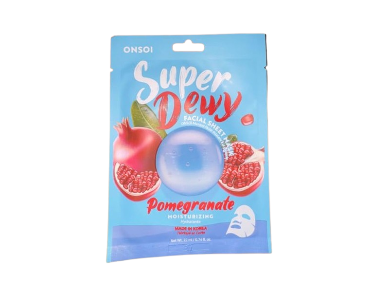 Onsoi Super Dewy Facial Sheet Mask, Pomegranate, 0.74 fl oz/22 mL