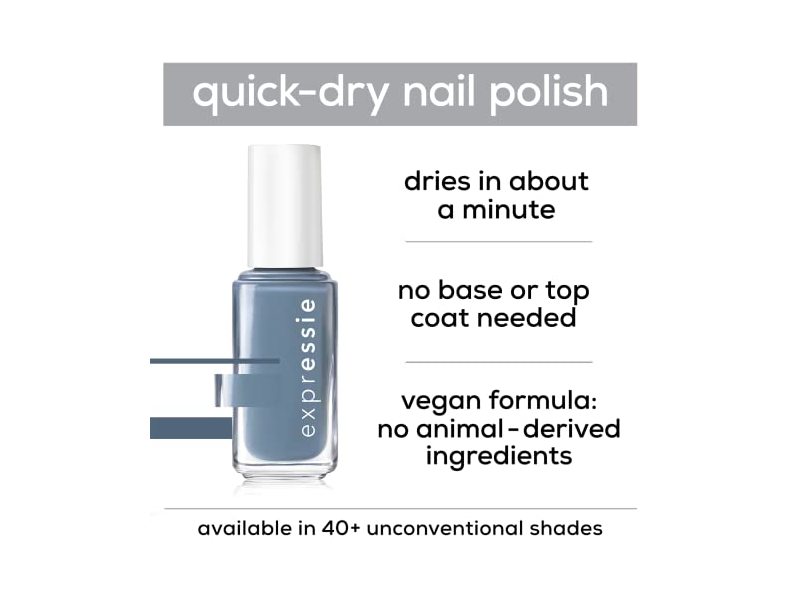 Essie Expressie Quick-Dry Nail Color, Blue, Left On Shred, 0.33 fl oz/10 mL
