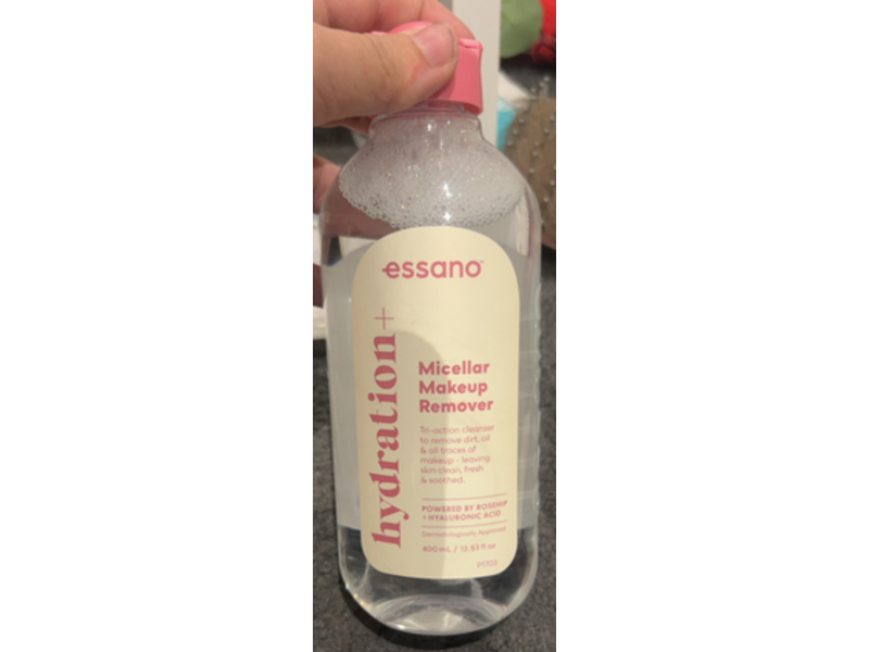 Essano Hydration+ Micellar Makeup Remover, Rosehip + Hyaluronic Acid, 13.53 fl oz/400 mL