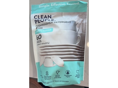 The Clean People Dishwasher Detergent Pods, Peppermint, 60 Pods