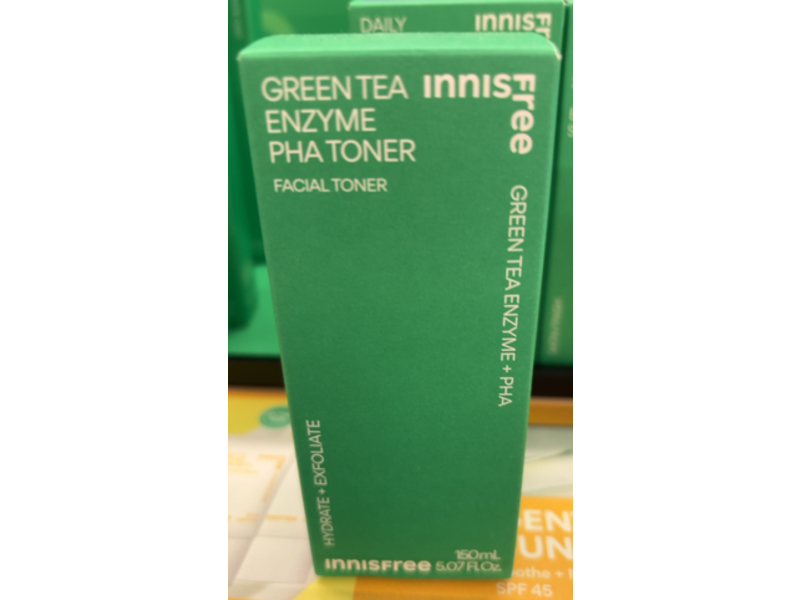 Innisfree Hydrate + Exfoliate Enzyme Facial Toner, Green Tea + Pha, 5.07 fl oz/150 mL