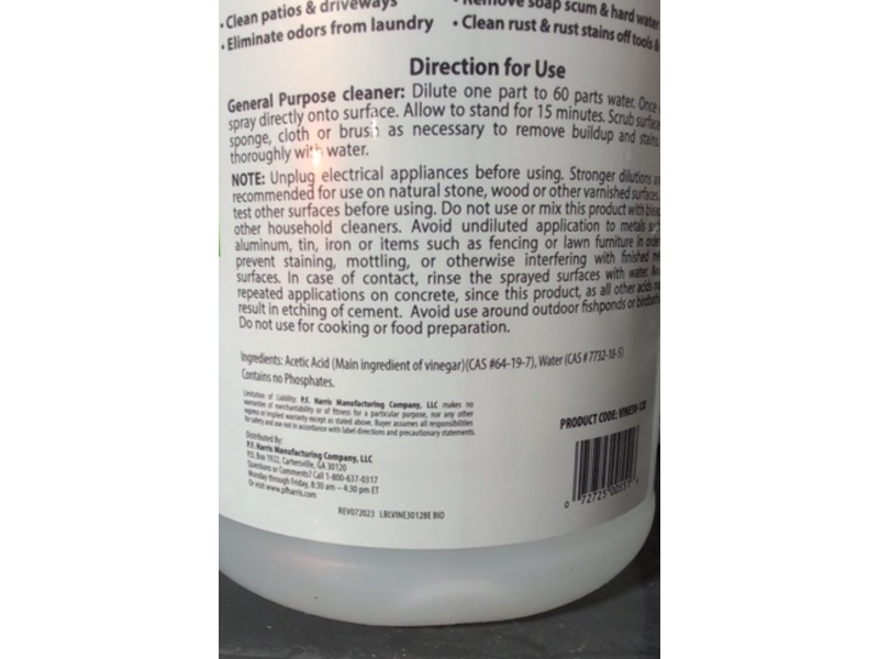 Harris 30% Vinegar Concentrate, 128 fl oz/3.78 L
