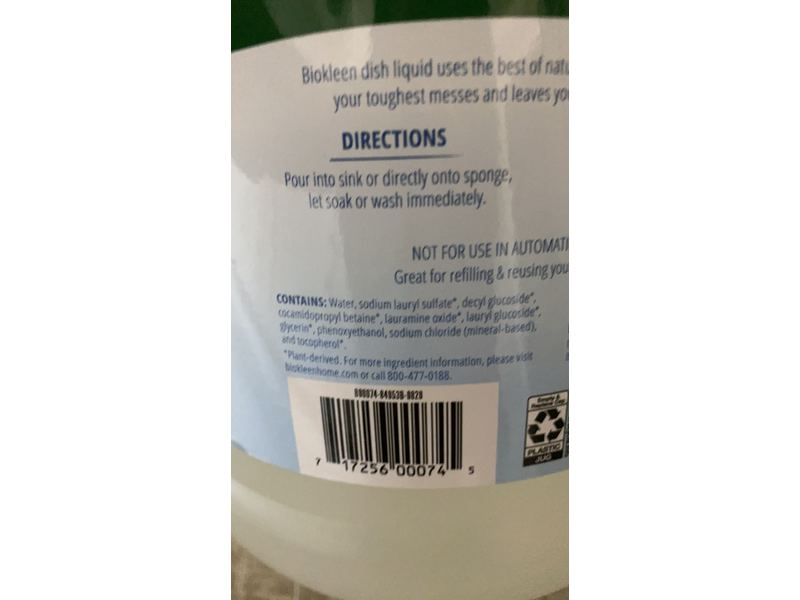 Biokleen Dish Liquid, Free & Clear, 3.79 L