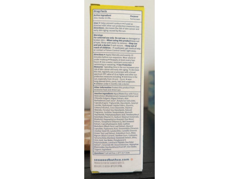 Seaweed Bath Co. Brighten & Protect Sheer Tint Face Fluid Sunscreen, SPF 50, 1.7 fl oz/50 mL