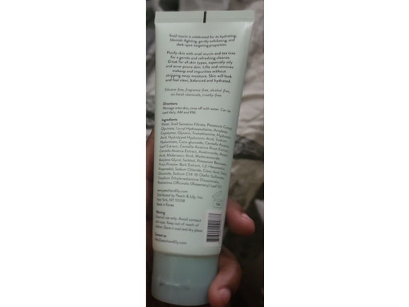 Peach & Lily Peach Slices Snail Rescue Purifying Cleanser, Snail Mucin Concenterate, 4.05 fl oz/120 mL