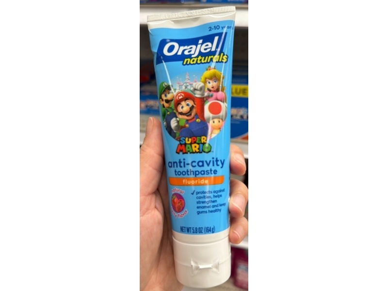 Orajel Naturals Anti-Cavity Toothpaste, Super Mario, Fluoride, Natural Berry Flavor, 5.8 oz/164 g