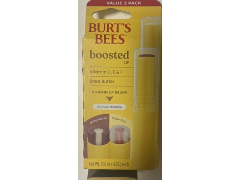 Burt's Bees Boosted Lips Lip Balm Duo, Misty Mauve & Sheer Plus, 0.16 oz/4.53 g