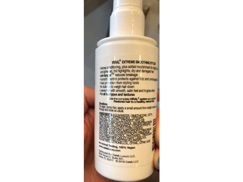 Celeb Luxury Viral Extreme Smoothing Styler Leave-In Conditioner, 3.4 fl oz/100 mL