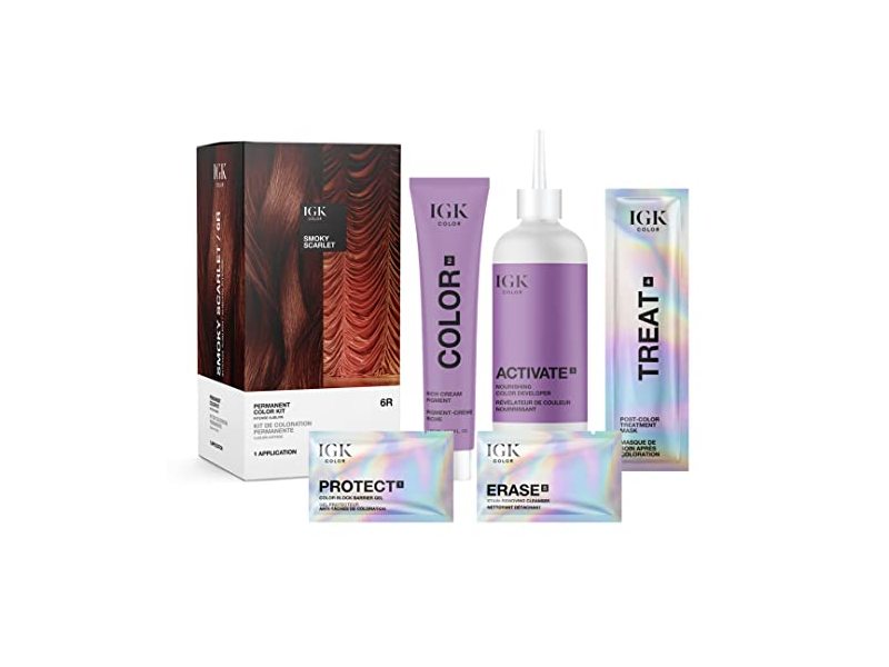 Igk Permanent Hair Dye Color Kit, 6R Smoky Scarlet Intense Auburn