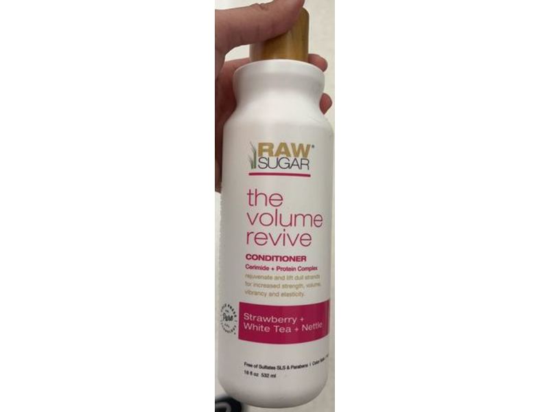 Raw Sugar The Volume Revive Conditioner, Strawberry + White Tea + Nettle, 18 fl oz/532 mL
