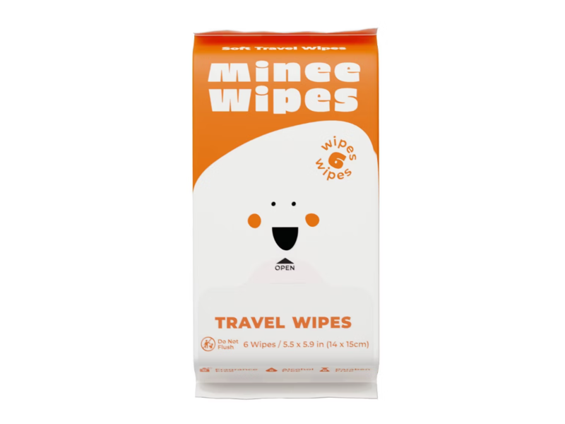 Minee Wipes Travel Wipes, Unscented, 6 Count